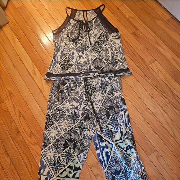 MAIDENFORM NAVY/WHITE FLOWY PJ SET - Picture 5 of 5